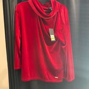 New Jones New York Velvet Cowl Neck Top